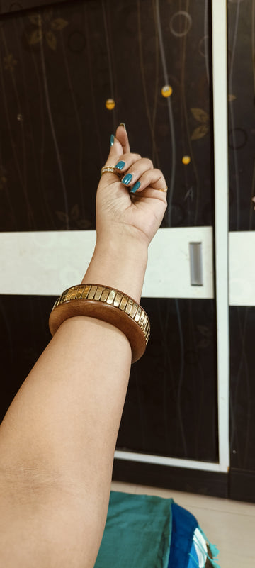 Wooden Bangles - Artistic Brass Inlay