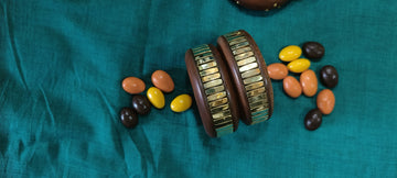 Wooden Bangles - Artistic Brass Inlay
