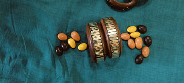 Wooden Bangles - Artistic Brass Inlay