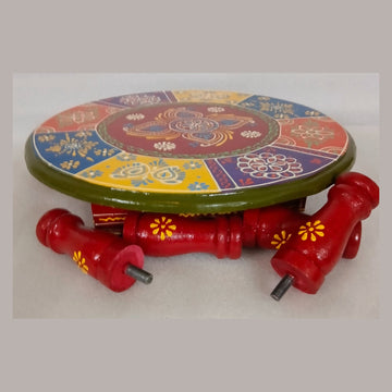 Wooden Round Charang/Chowki- Red