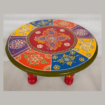 Wooden Round Charang/Chowki- Red