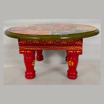 Wooden Round Charang/Chowki- Red