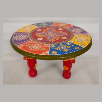 Wooden Round Charang/Chowki- Red