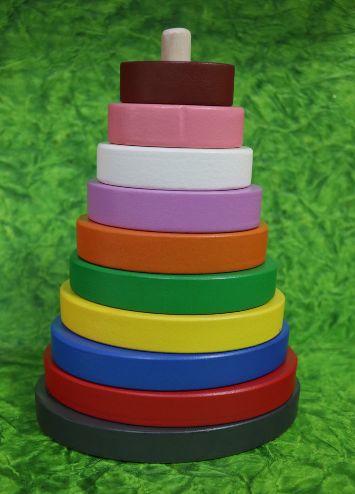 Wooden Multicolour Stacker - Oval