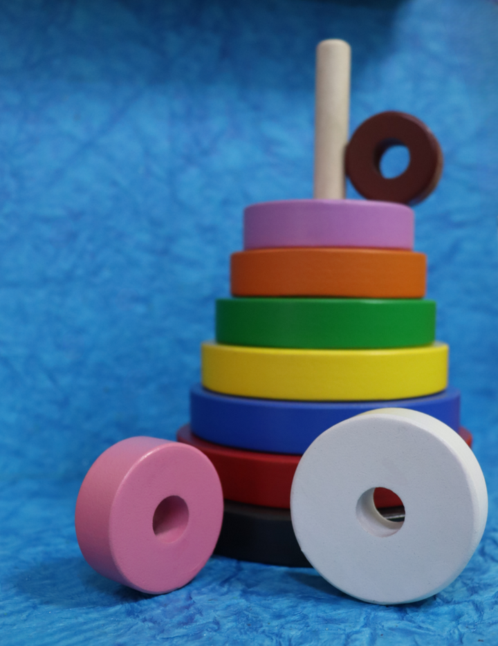 Wooden Multicolor Stacker - Round