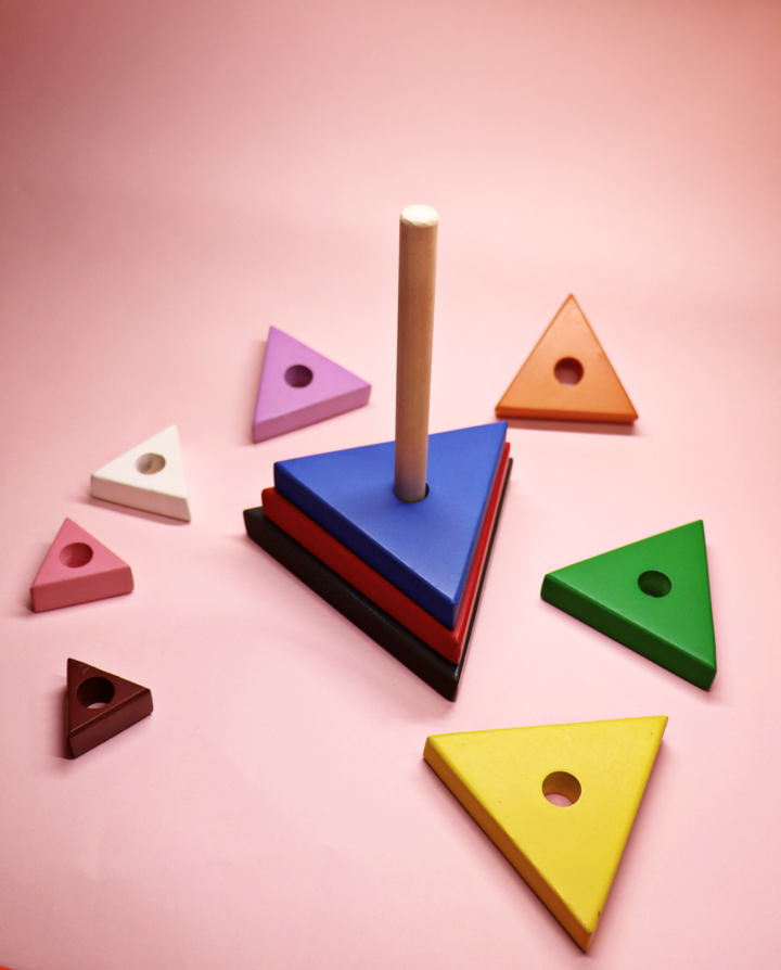 Wooden Multicolor Stacker - Triangle