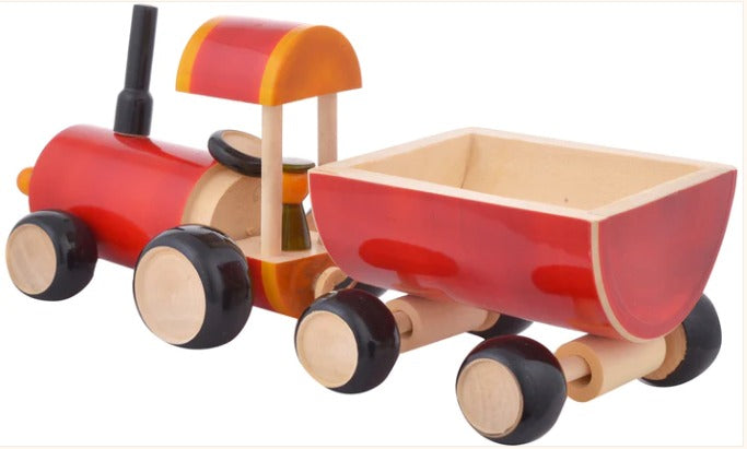 Wooden Tractor with Trailer