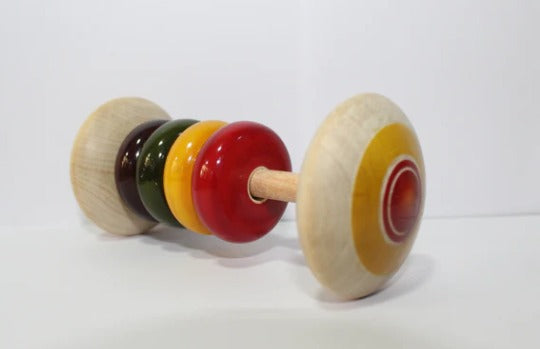 Wooden Dumbell Rattle (Ivory Wood)