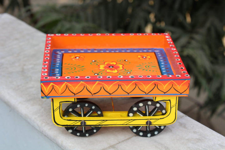 Wooden Food Cart/Haathgaadi (Wheel)Tray