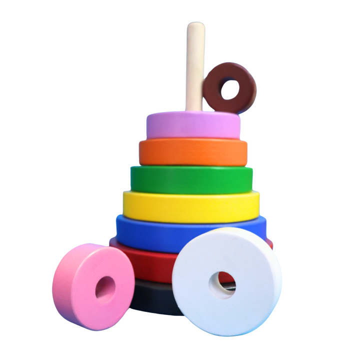 Wooden Multicolor Stacker - Round