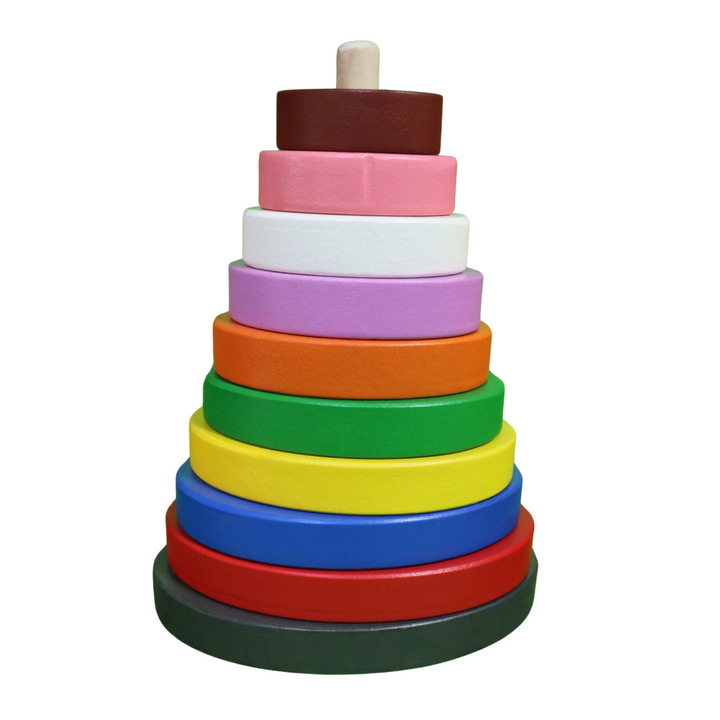 Wooden Multicolour Stacker - Oval