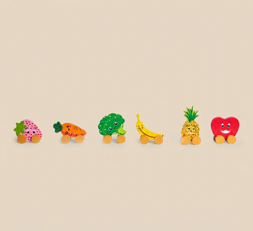 Wooden Fruits & Vegetables Car Set 3