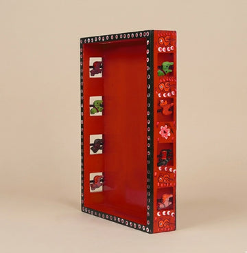 Wooden Hand painted Tray - Big (Red) 3