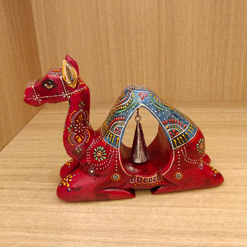 Hand-Painted Rajasthani Camel with Bell – Red