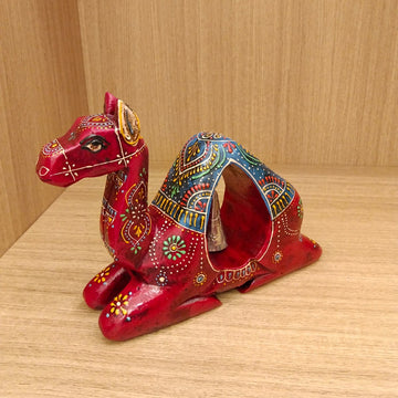 Hand-Painted Rajasthani Camel with Bell – Red