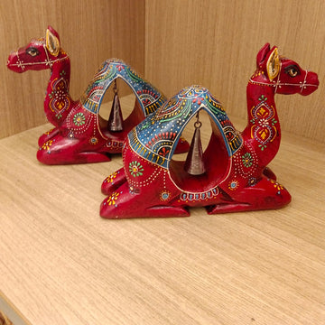 Hand-Painted Rajasthani Camel with Bell – Red