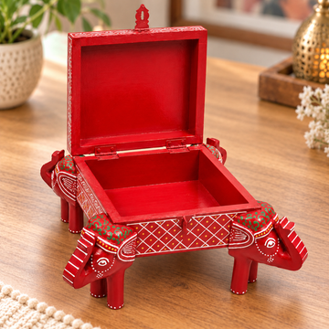 Hand Painted Jewellery Box Red 2