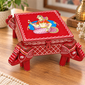 Hand Painted Jewellery Box Red 2
