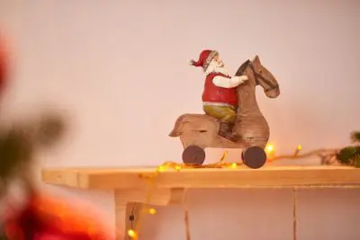 Santa clause on rocking Horse ,Santa on Horse, Wooden Santa