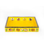 Wooden Hand painted Tray - Big Size (14 X 12 X 2 inches) (Yellow)