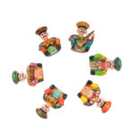 Rajasthani Wooden Bawla Musician Set- Multicolored- 4 inches