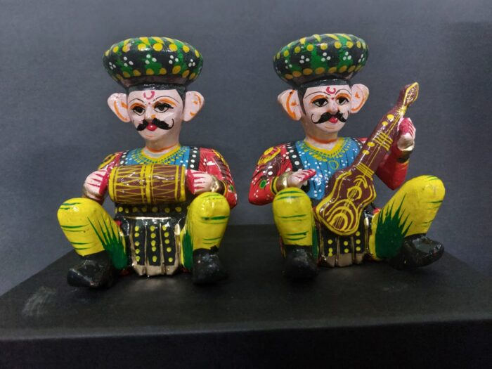 Rajasthani Wooden Bawla Musician Set- Multicolored