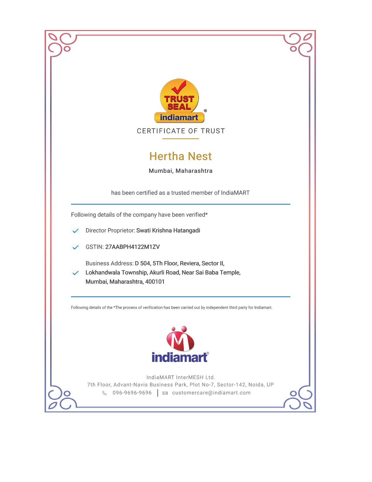 Indiamart-Trust-Seal-Certificate