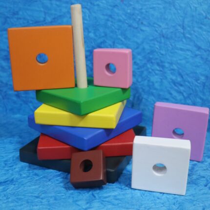 Wooden Multicolor Stacker - Square