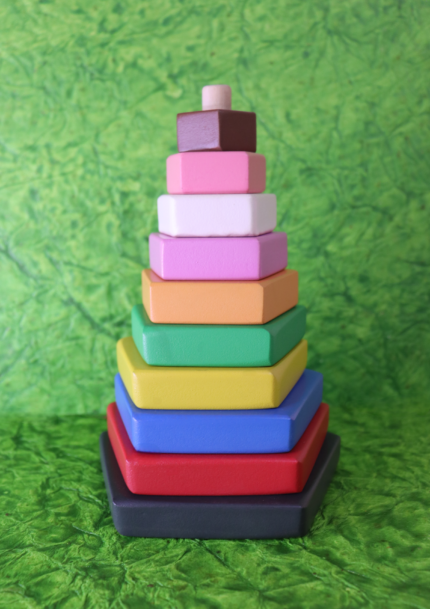Wooden Multicolor Stacker - Pentagonal