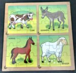 Wooden 4 Puzzles Domestic Animals