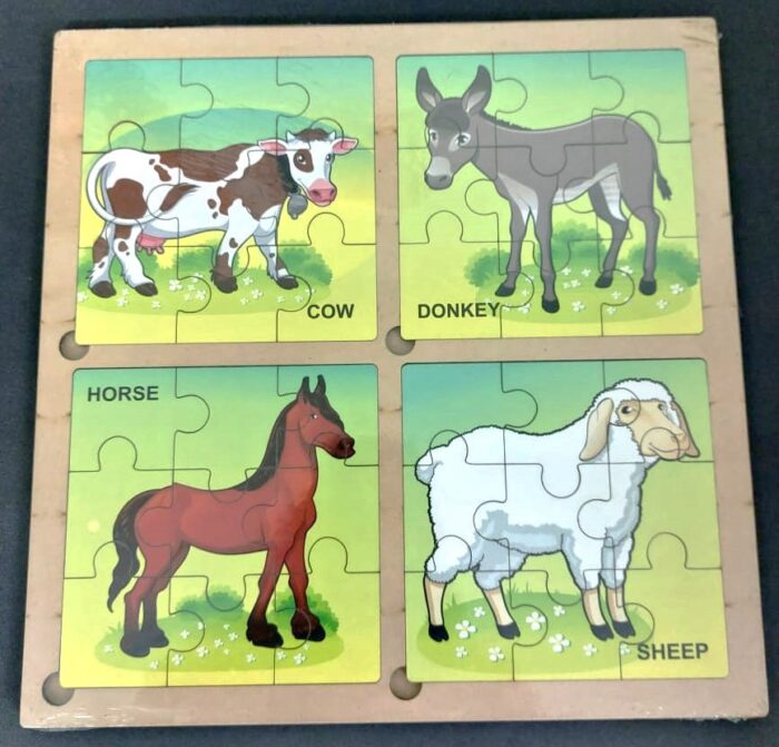 Wooden 4 Puzzles Domestic Animals