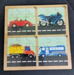 Wooden 4 in one Puzzles Vehicles
