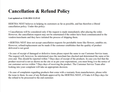 canelled & refund policy