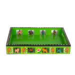 Wooden Multicolored Hand painted Trays – Set of 4 (Green)