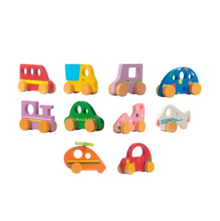 Colourful Pull N Push Vehicle Cars - Set of 10